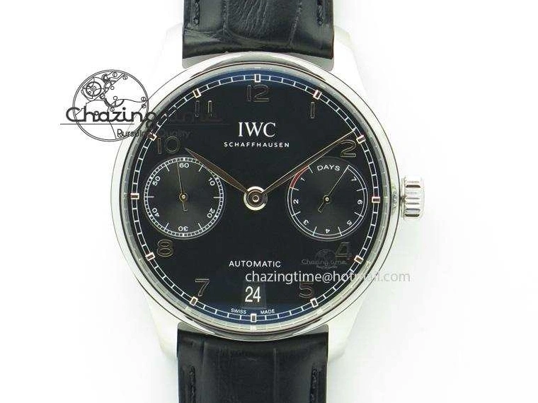 MIROTIME 0205 Practical Portuguese Real PR IW500109 ZF 1:1 Best Edition Black Dial On Black Leather Strap A52010 V 7308